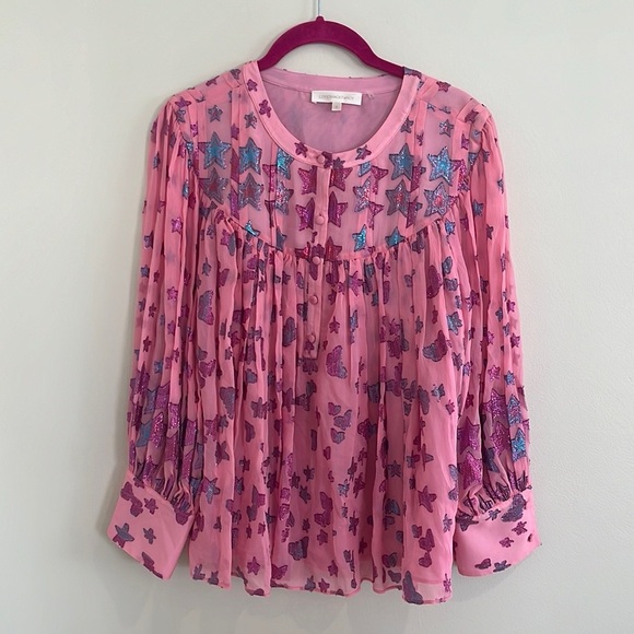 LoveShackFancy “Dionne” top in millennial pink star S - Picture 3 of 5
